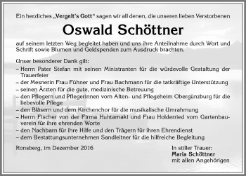 Traueranzeige von Oswald Schöttner von Allgäuer Zeitung, Marktoberdorf
