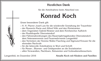 Traueranzeige von Konrad Koch von Allgäuer Zeitung, Kaufbeuren/Buchloe