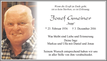 Traueranzeige von Josef Gmeiner von Allgäuer Zeitung, Füssen