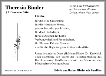 Traueranzeige von Theresia Binder von Allgäuer Zeitung