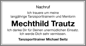 Traueranzeige von Mechthild Trautz von Memminger Zeitung