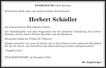 Traueranzeige von Herbert Schädler von Allgäuer Anzeigeblatt
