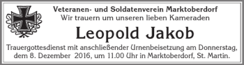Traueranzeige von Leopold Jakob von Allgäuer Zeitung, Marktoberdorf