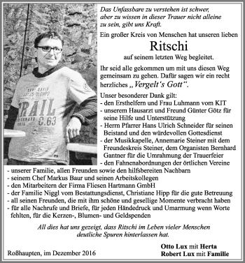 Traueranzeige von Ritschi  von Allgäuer Zeitung, Füssen