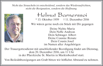 Traueranzeige von Helmut Barnerssoi von Allgäuer Zeitung, Marktoberdorf