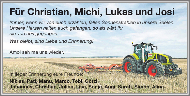  Traueranzeige für Christian und Michi Lukas und Josi vom 01.12.2016 aus Memminger Zeitung