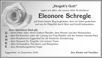 Traueranzeige von Eleonore Schregle von Allgäuer Zeitung, Kaufbeuren/Buchloe