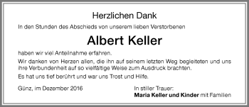 Traueranzeige von Albert Keller von Memminger Zeitung