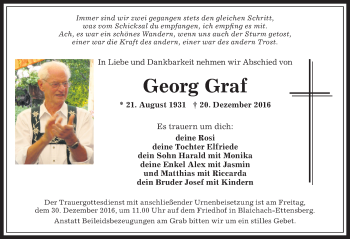 Traueranzeige von Georg Graf von Allgäuer Anzeigeblatt