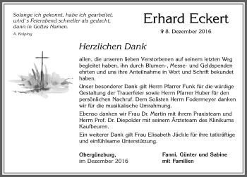 Traueranzeige von Erhard Eckert von Allgäuer Zeitung, Marktoberdorf