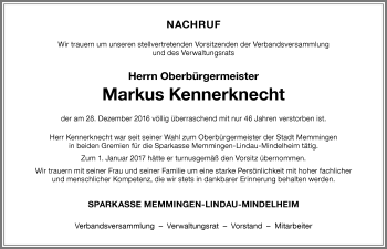 Traueranzeige von Markus Kennerknecht von Allgäuer Zeitung