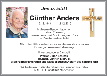 Traueranzeige von Günther Anders von Memminger Zeitung