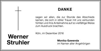 Traueranzeige von Werner Struhler von Allgäuer Zeitung,Kempten