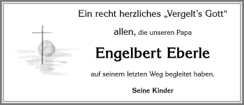 Traueranzeige von Engelbert Eberle von Allgäuer Zeitung