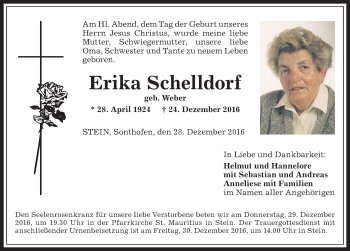 Traueranzeige von Erika Schelldorf von Allgäuer Anzeigeblatt
