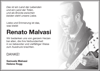 Traueranzeige von Renato Malvasi von Memminger Zeitung