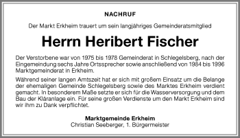 Traueranzeige von Heribert Fischer von Memminger Zeitung