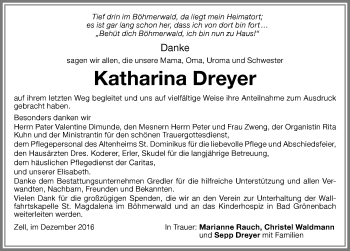 Traueranzeige von Katharina Dreyer von Memminger Zeitung