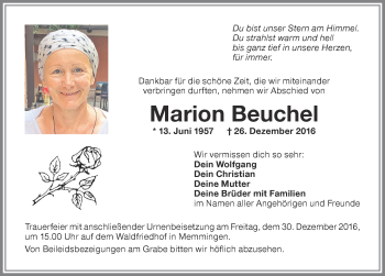 Traueranzeige von Marion Beuchel von Memminger Zeitung