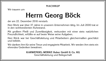 Traueranzeige von Georg Böck von Allgäuer Zeitung, Kaufbeuren/Buchloe