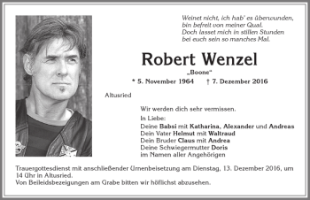 Traueranzeige von Robert Wenzel von Allgäuer Zeitung,Kempten