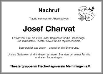 Traueranzeige von Josef Charvat von Memminger Zeitung