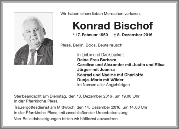 Traueranzeige von Konrad Bischof von Allgäuer Zeitung