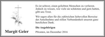 Traueranzeige von Margit Geier von Allgäuer Zeitung, Füssen