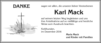 Traueranzeige von Karl Mack von Allgäuer Zeitung, Marktoberdorf