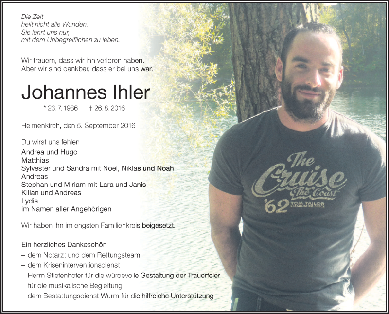  Traueranzeige für Johannes Ihler vom 05.09.2016 aus Allgäuer Zeitung