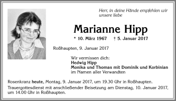 Traueranzeige von Marianne Hipp von Allgäuer Zeitung, Füssen