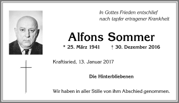 Traueranzeige von Alfons Sommer von Allgäuer Zeitung, Marktoberdorf