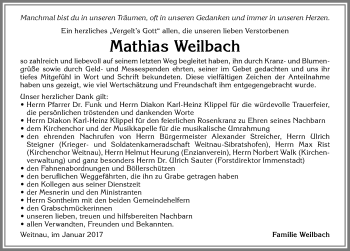 Traueranzeige von Mathias Weilbach von Allgäuer Zeitung,Kempten