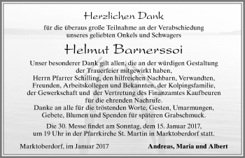 Traueranzeige von Helmut Barnerssoi von Allgäuer Zeitung, Marktoberdorf