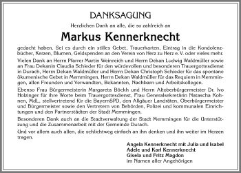 Traueranzeige von Markus Kennerknecht von Allgäuer Zeitung, Gesamtausgabe