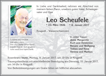 Traueranzeige von Leo Scheufele von Allgäuer Zeitung,Kempten