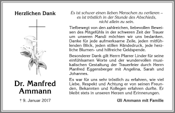Traueranzeige von Manfred Ammann von Allgäuer Zeitung, Marktoberdorf