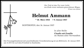 Traueranzeige von Helmut Ammann von Allgäuer Anzeigeblatt