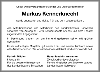 Traueranzeige von Markus Kennerknecht von Memminger Zeitung