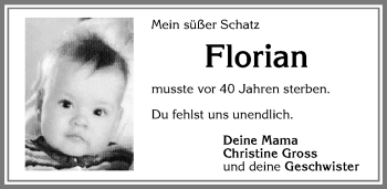Traueranzeige von Florian  von Allgäuer Zeitung, Kaufbeuren/Buchloe