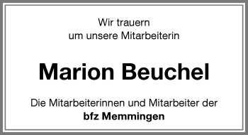 Traueranzeige von Marion Beuchel von Memminger Zeitung