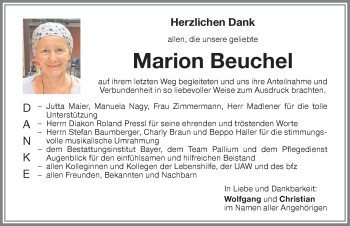 Traueranzeige von Marion Beuchel von Memminger Zeitung