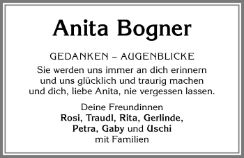 Traueranzeige von Anita Bogner von Allgäuer Zeitung,Kempten