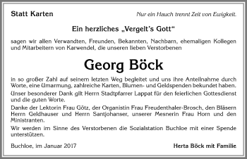 Traueranzeige von Georg Böck von Allgäuer Zeitung, Kaufbeuren/Buchloe