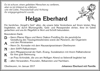 Traueranzeige von Helga Eberhard von Allgäuer Zeitung, Kaufbeuren/Buchloe