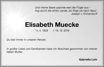 Traueranzeige von Elisabeth Muecke von Memminger Zeitung