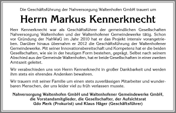 Traueranzeige von Markus Kennerknecht von Allgäuer Zeitung,Kempten