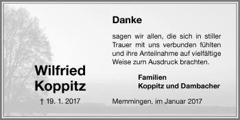 Traueranzeige von Wilfried Koppitz von Memminger Zeitung