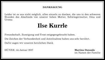 Traueranzeige von Ilse Kurrle von Allgäuer Anzeigeblatt