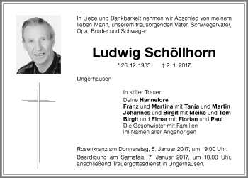 Traueranzeige von Ludwig Schöllhorn von Memminger Zeitung